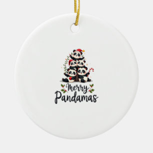 Ornamento De Cerâmica Feliz Pandamas Pun Panda Natal (2)