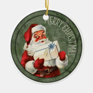 Ornamento De Cerâmica Feliz Papai noel de Natal