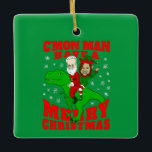 Ornamento De Cerâmica feliz papai noel de natal biden kamala harris dino<br><div class="desc">"papais noeis felizes biden kamala dinossaur ", dinossaur,  elf, "joe biden santa claus",  joe biden", "joe biden papais noeis", "presidente joe biden",  "kamala harris",  "christmas feios", "vice-presidente kamala harris "</div>