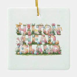 Ornamento De Cerâmica Feliz Páscoa da Ilha de Hilton Head