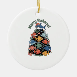 Ornamento De Cerâmica Feliz Peixes Natal Árvore de Natal Peixes Divertid