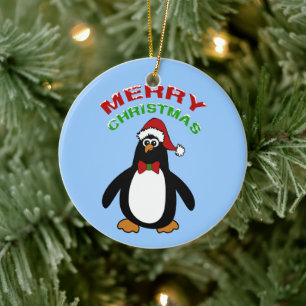 Ornamento De Cerâmica Feliz Pinguim de Natal