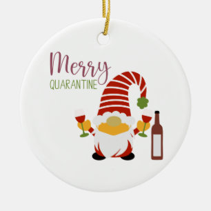 Ornamento De Cerâmica Feliz Quarantine Natal Gnome Cerâmica Ornament