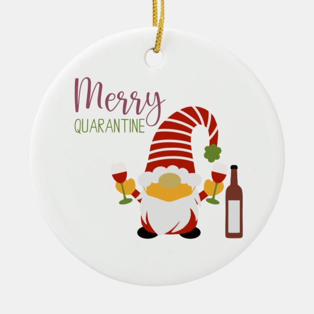 Ornamento De Cerâmica Feliz Quarantine Natal Gnome Cerâmica Ornament (Frente)