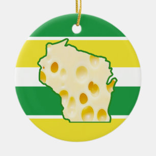 Ornamento De Cerâmica Feliz Queijo Personalizado em Wisconsin Feliz Nata