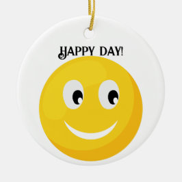 Ornamento De Cerâmica Feliz rosto sorridente