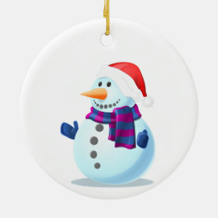 Ornamento De Cerâmica Feliz Snowman - Feliz Natal