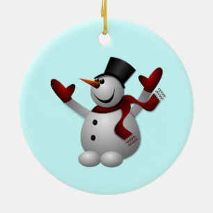 Ornamento De Cerâmica Feliz Snowman - Feliz Natal - Feliz