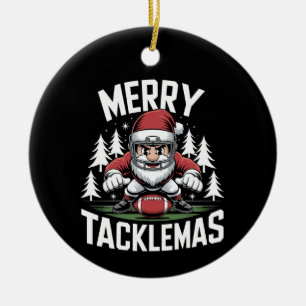 Ornamento De Cerâmica Feliz Tacklemas Papais noeis de futebol Natal
