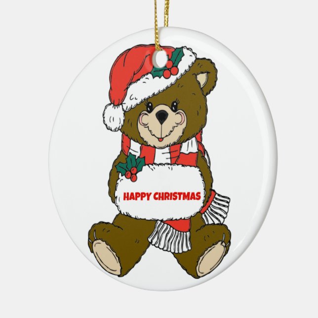 Ornamento De Cerâmica Feliz Urso de Natal (Esquerda)