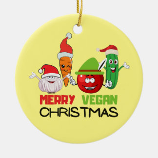 Ornamento De Cerâmica Feliz vegan Natal