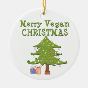 Ornamento De Cerâmica Feliz Vegan Natal