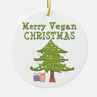Ornamento De Cerâmica Feliz Vegan Natal