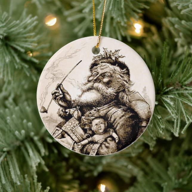 Ornamento De Cerâmica Feliz Velho Papai Noel (Árvore)