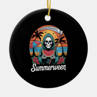 Ornamento De Cerâmica Feliz Verão, Verão de Melancia de Ceifeira