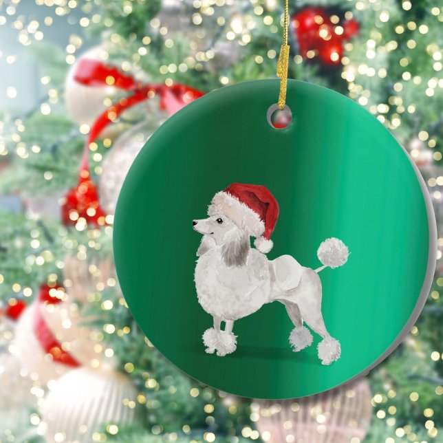 Ornamento De Cerâmica Feliz Verde Cachorro de Natal Saudação (Criador carregado)