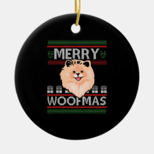 Ornamento De Cerâmica Feliz Woofmas Pomerania Cão de Natal Dom