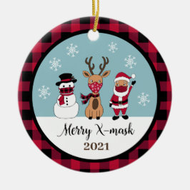 Ornamento De Cerâmica Feliz X-Mask Funny Buffalo Xadrez Papais noeis de 