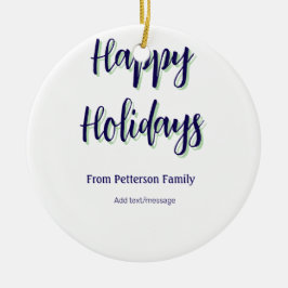Ornamento De Cerâmica Felizes feriados azuis na moda