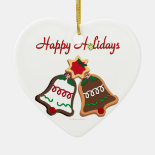 Ornamento De Cerâmica Felizes Festas Biscoitos de Natal Bells