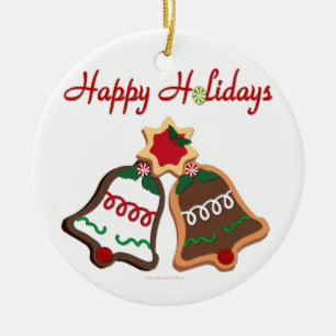 Ornamento De Cerâmica Felizes Festas Biscoitos de Natal Bells