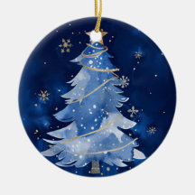 Felizes Festas Elegante Natal Azul Ouro