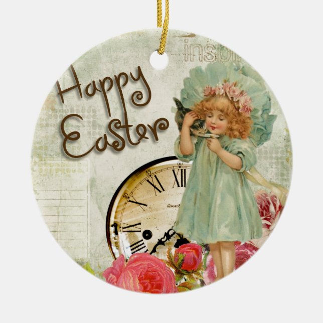 Ornamento De Cerâmica felz pascoa (Frente)