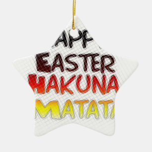 Ornamento De Cerâmica Felz pascoa Abençoado Hakuna Matata Holiday