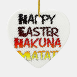 Ornamento De Cerâmica Felz pascoa Abençoado Hakuna Matata Holiday