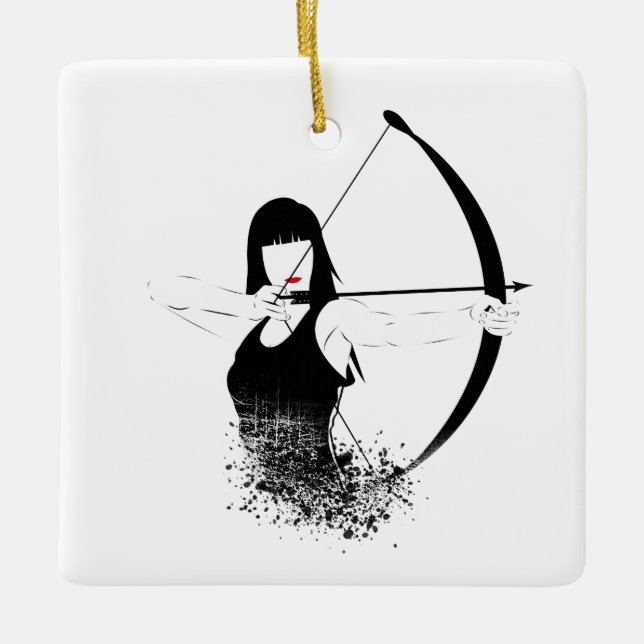Ornamento De Cerâmica Female Archer (Frente)