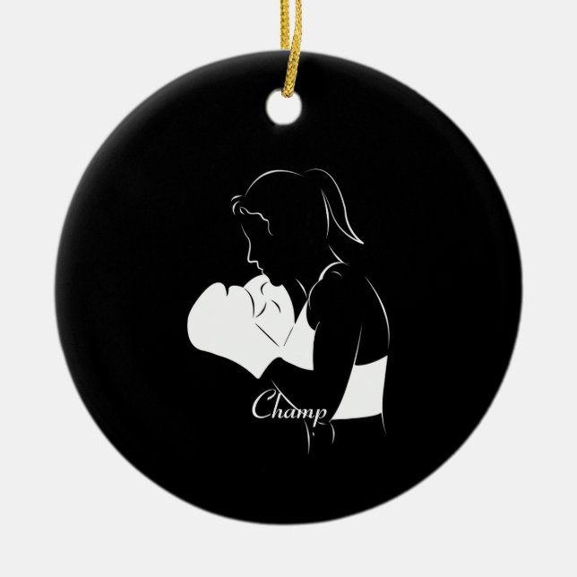 Ornamento De Cerâmica Female Boxer Champ (Frente)