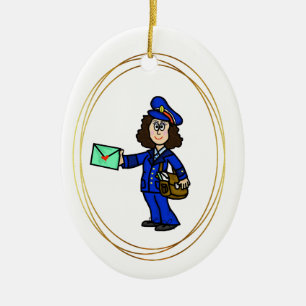 Ornamento De Cerâmica Female Letter Carrier Christmas Ornament