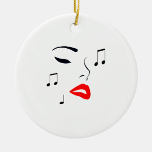 Ornamento De Cerâmica Female Music Face