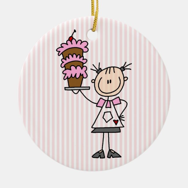 Ornamento De Cerâmica Female Stick Figura Baker (Frente)