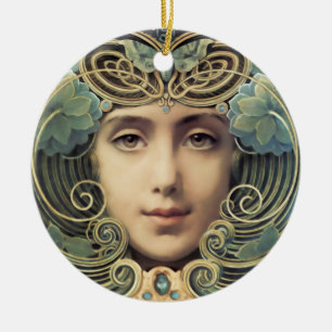 Ornamento De Cerâmica Feminine Nouveau Vintage Beauty