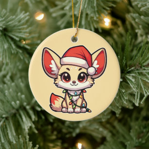 Ornamento De Cerâmica Fennec Merry Natal Animais De Inverno Fenneces Cut