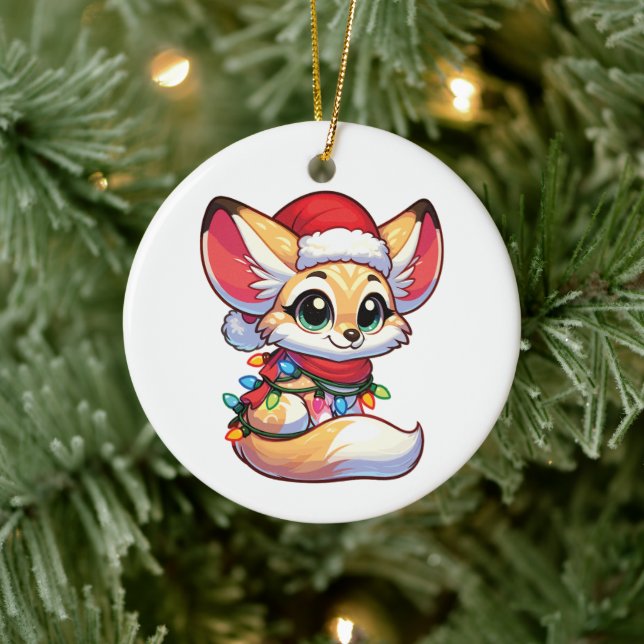 Ornamento De Cerâmica Fennec Merry Natal Animais De Inverno Fenneces Cut (Árvore)