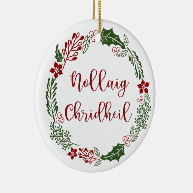 Ornamento De Cerâmica Fera de Natal escocesa, Nollaig Chridheil (Direito )