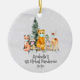 Ornamento De Cerâmica Feriado Animal 1rua Pandemia de Natal 2020