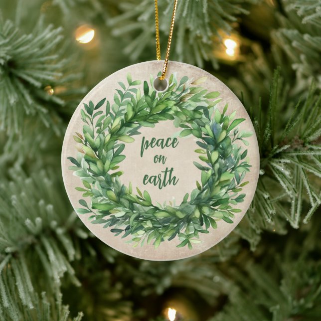 Ornamento De Cerâmica Feriado da Paz em Terras Russas de Cadeias Aquátic (Árvore)