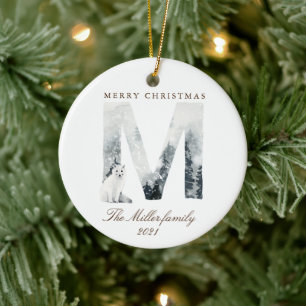 Ornamento De Cerâmica Feriado de Animais da Floresta das Montanhas Snowy