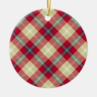Ornamento De Cerâmica Feriado de Design de Xadrez de Padrão de Tartan