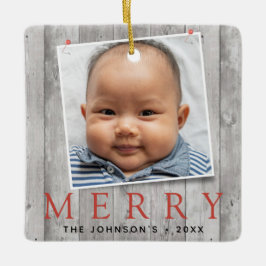 Ornamento De Cerâmica Feriado de Feliz de Fotografias com Pintura Rústic