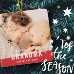 Ornamento De Cerâmica Feriado de Foto Moderna da Melhor Avó do Mundo<br><div class="desc">Esta design simples e moderna é composta por tipografia sans serif. Adicione foto personalizada da sua avó ou da sua mãe com o seu filho</div>
