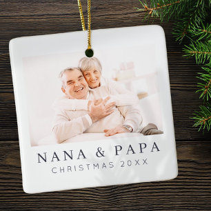 Ornamento De Cerâmica Feriado de Foto Personalizada da Vovó Moderna e Si