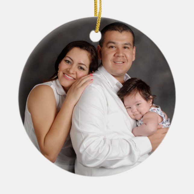 Ornamento De Cerâmica Feriado de fotos da família personalizada (Frente)