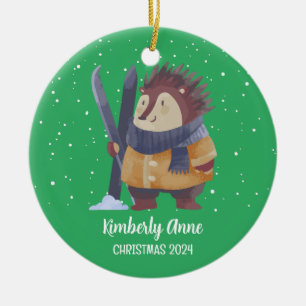 Ornamento De Cerâmica Feriado de inverno de Natal de Hedgehog