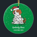 Ornamento De Cerâmica Feriado de inverno de Neve e Neve de Natal de Bagl<br><div class="desc">Enfeite de animação bonito para crianças e crianças. Perfeito para a primeira comemoração de Natal com a família. Você pode personalizar o texto para qualquer ocasião.</div>