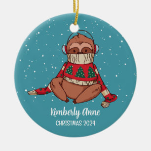 Ornamento De Cerâmica Feriado de inverno em neve de Natal, um belo e ele