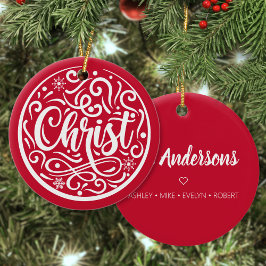 Ornamento De Cerâmica Feriado de Natal de Cristo Familiar Personalizado